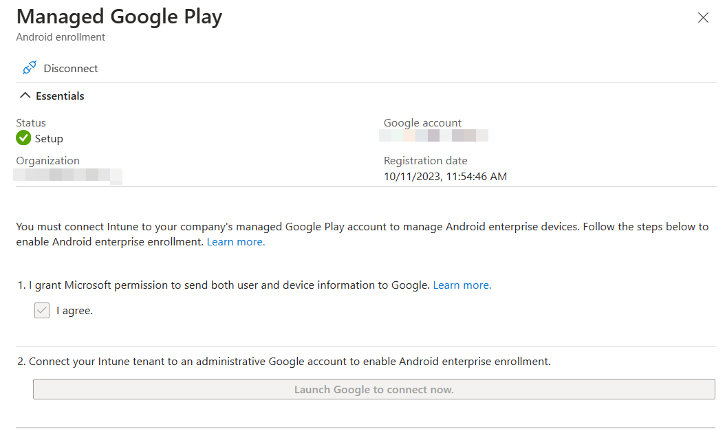 "Screenshot of Managed Google Play enrollment page."